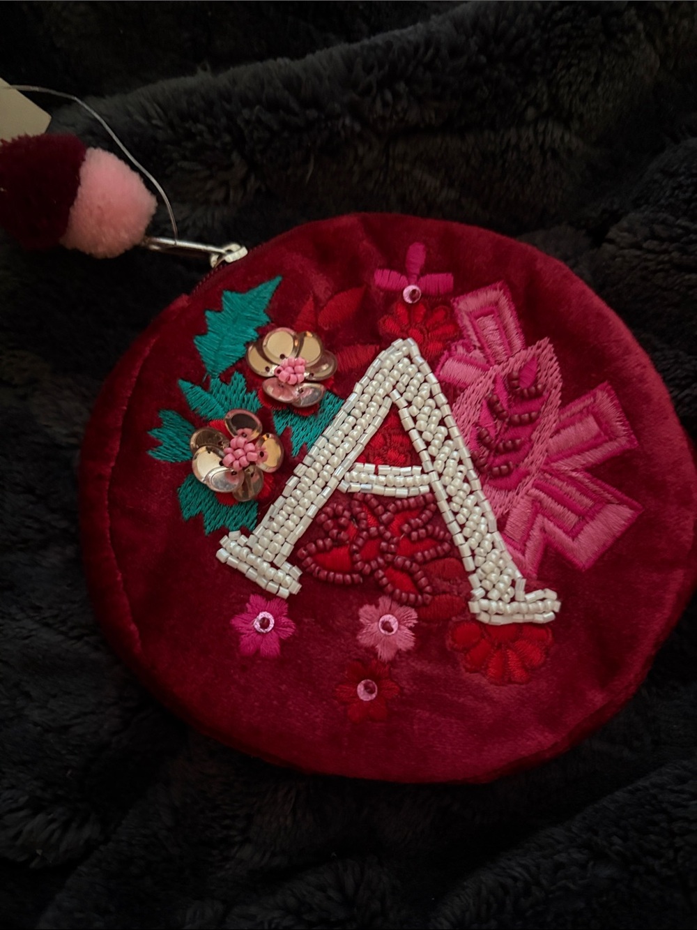 Red & Deep pink Velvet Wristlet/lil pouch